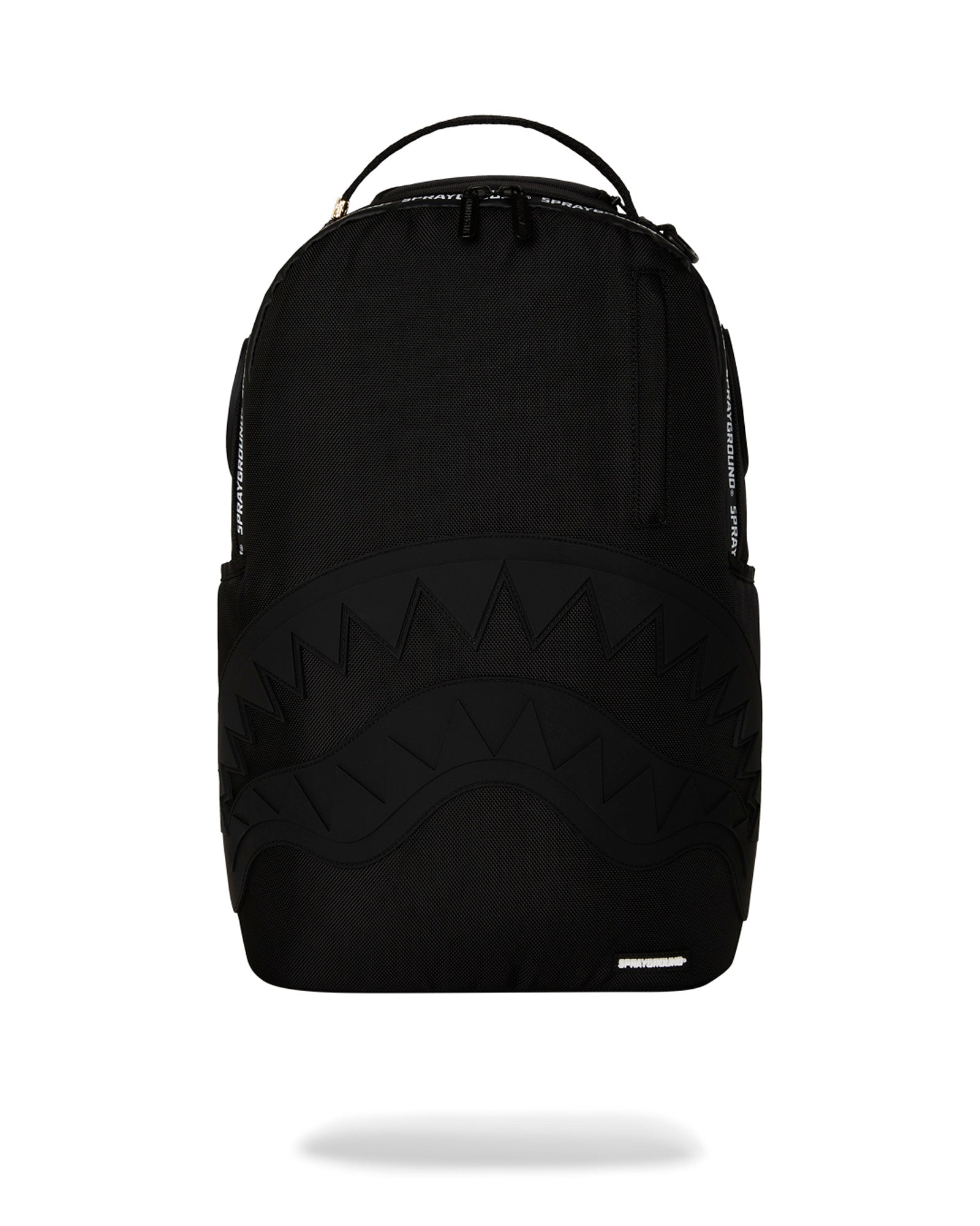 black leather sprayground backpack Sprayground Backpack (Rubber Shark Blackout White Tape) – Luggage Online