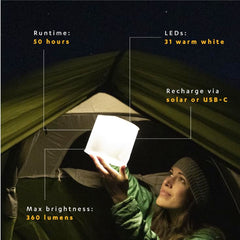 Luci Base Camp: 360 Lumens, Usb-C Charging, Matte Finish + White Leds