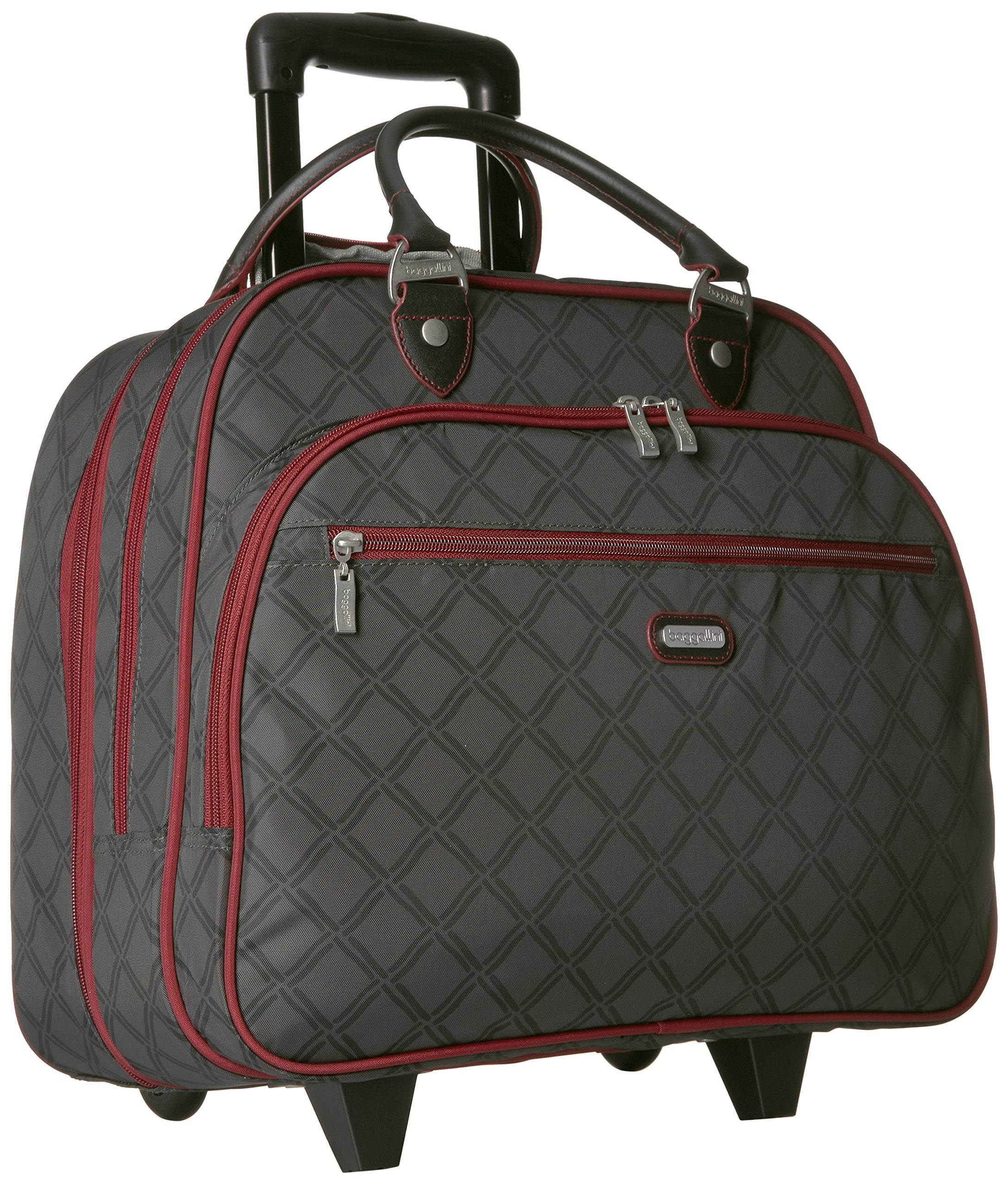 baggallini rolling travel tote bag 2-Wheel Rollaboard Carry-On Color:Pink (Grey) Laptop Sleeve 15