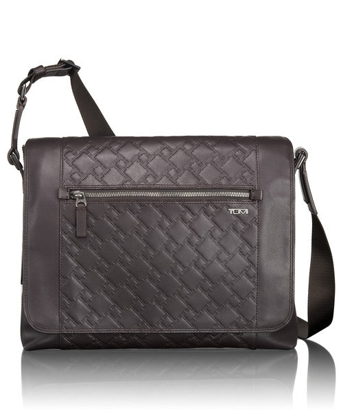 Leather Crossbody Bag With All-Over Embossed Eagle by Emporio
