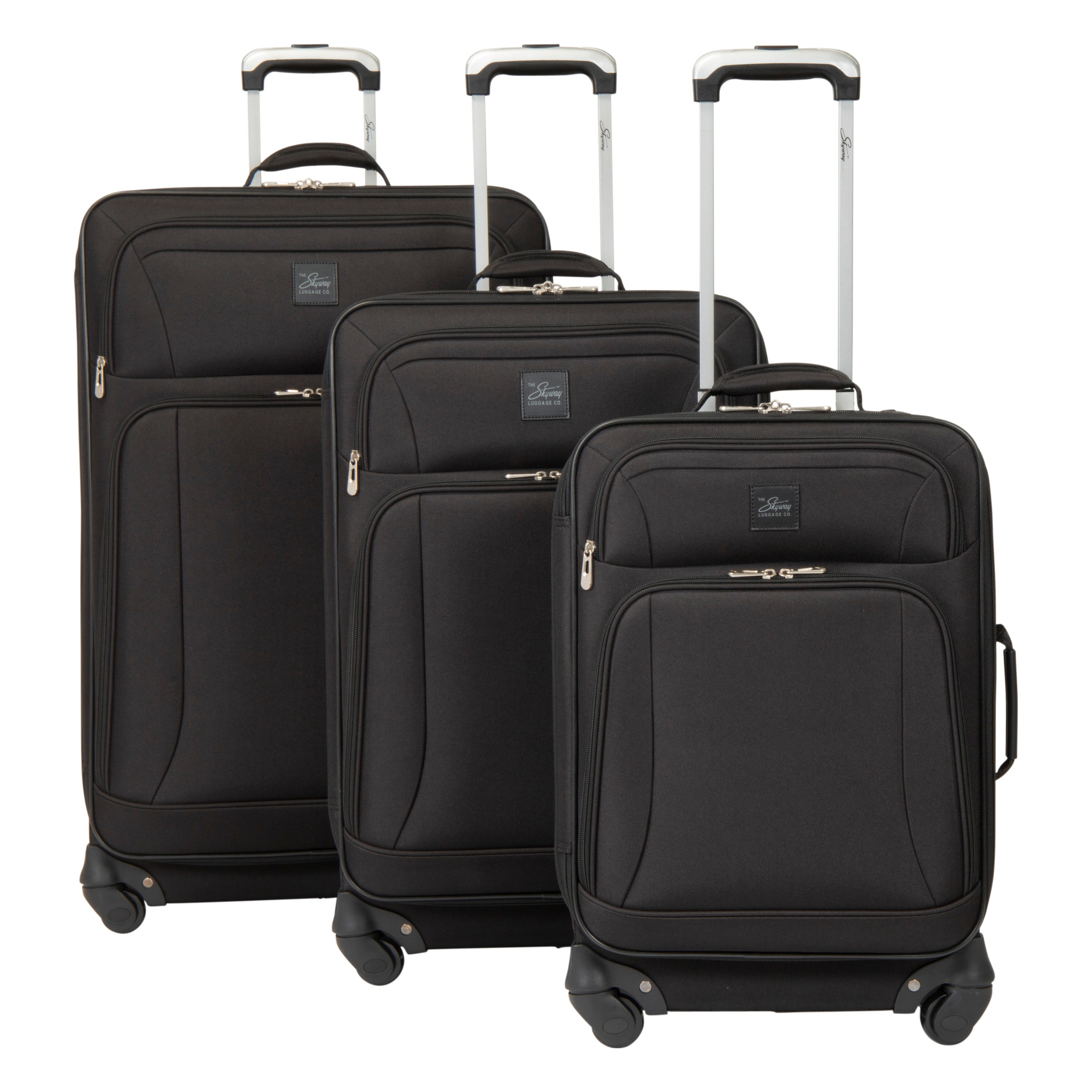 Nonstop New York 3 Piece Set (20 24 28) 4-Wheel Luggage Set + 2 Packing Cubes Black