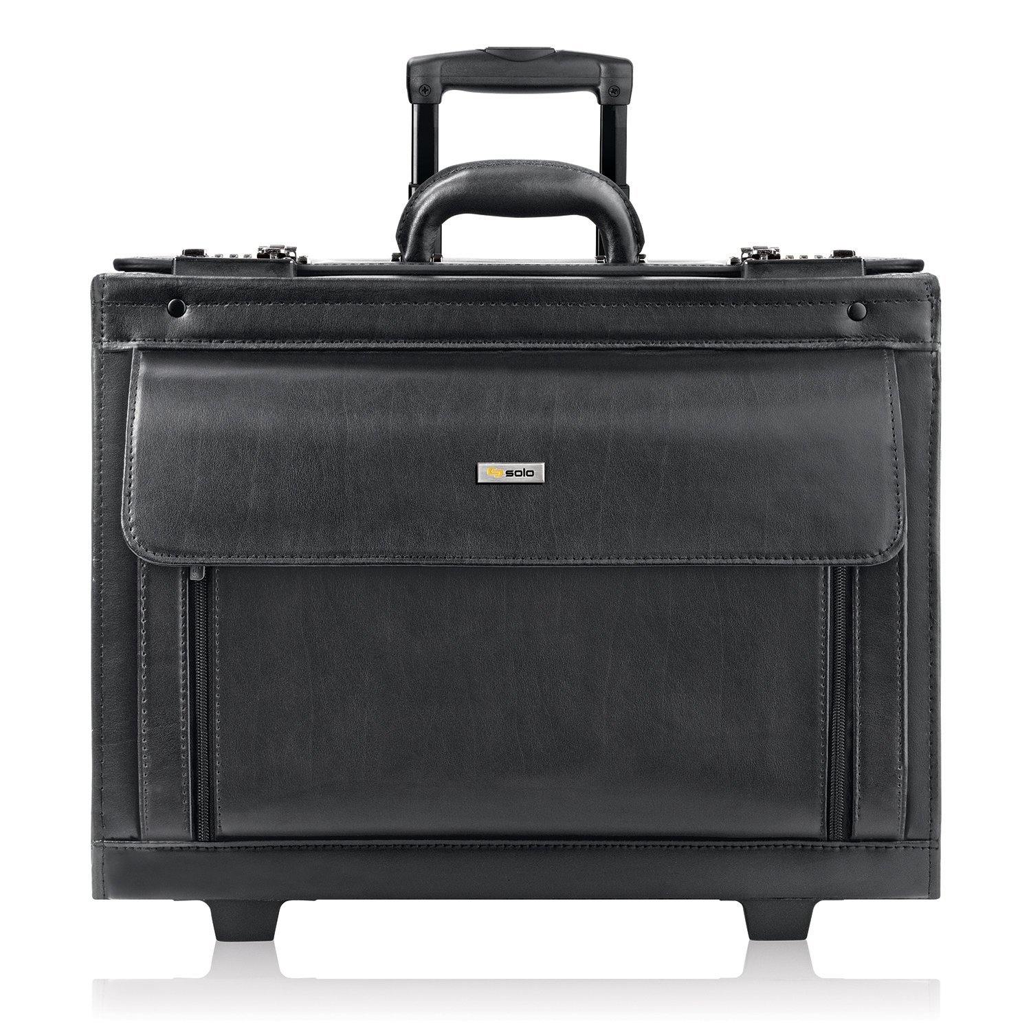Solo Classic Collection Leather Rolling Laptop Catalog Case Luggage