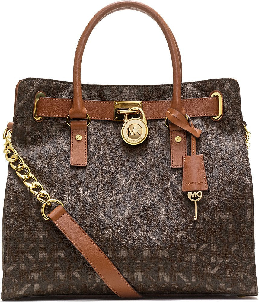 Michael Kors Brown Leather Hamilton North South Tote