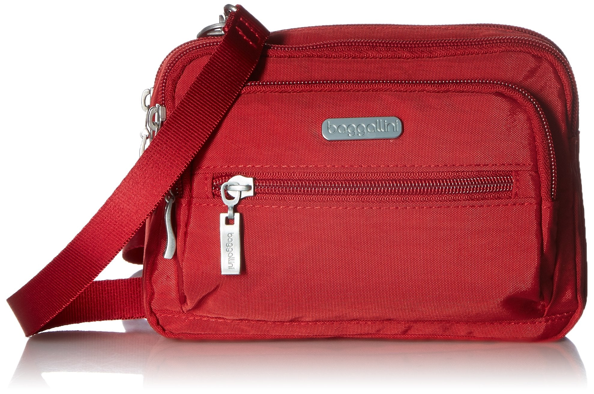 Baggallini Women's Triple Zipper Convertible Crossbody Bag, Black Sand