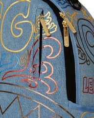 24HR DROP ⬇️ Sprayground denim metallic bombastic backpack Sprayground Metallic Printed Denim Backpack | Zumiez main image 3