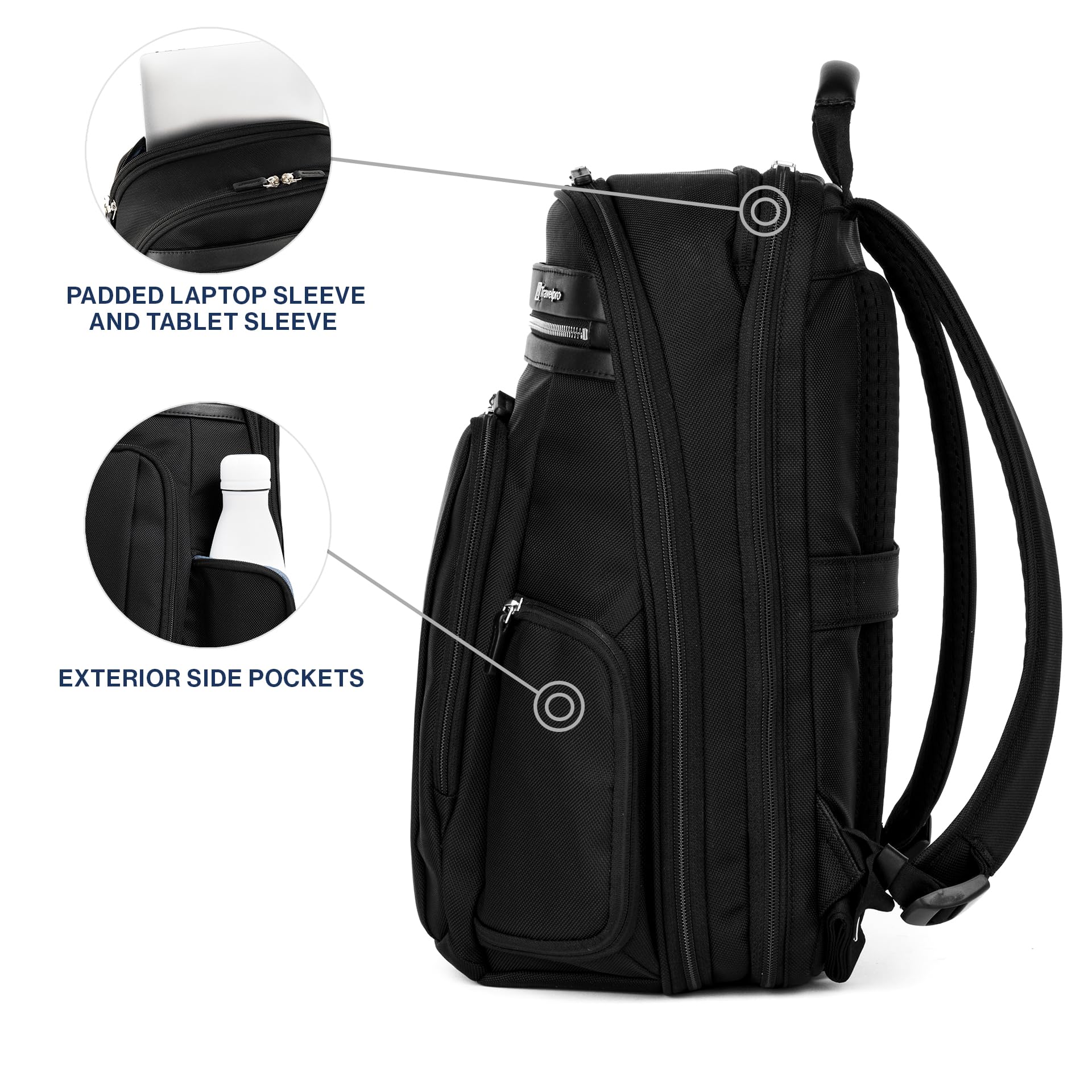 backpack exterior laptop Platinum Elite Business Backpack Black