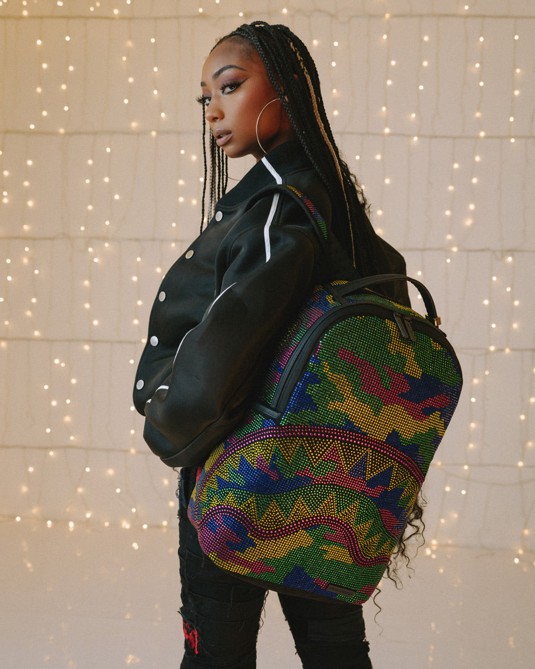 camouflage check print backpack, Sprayground