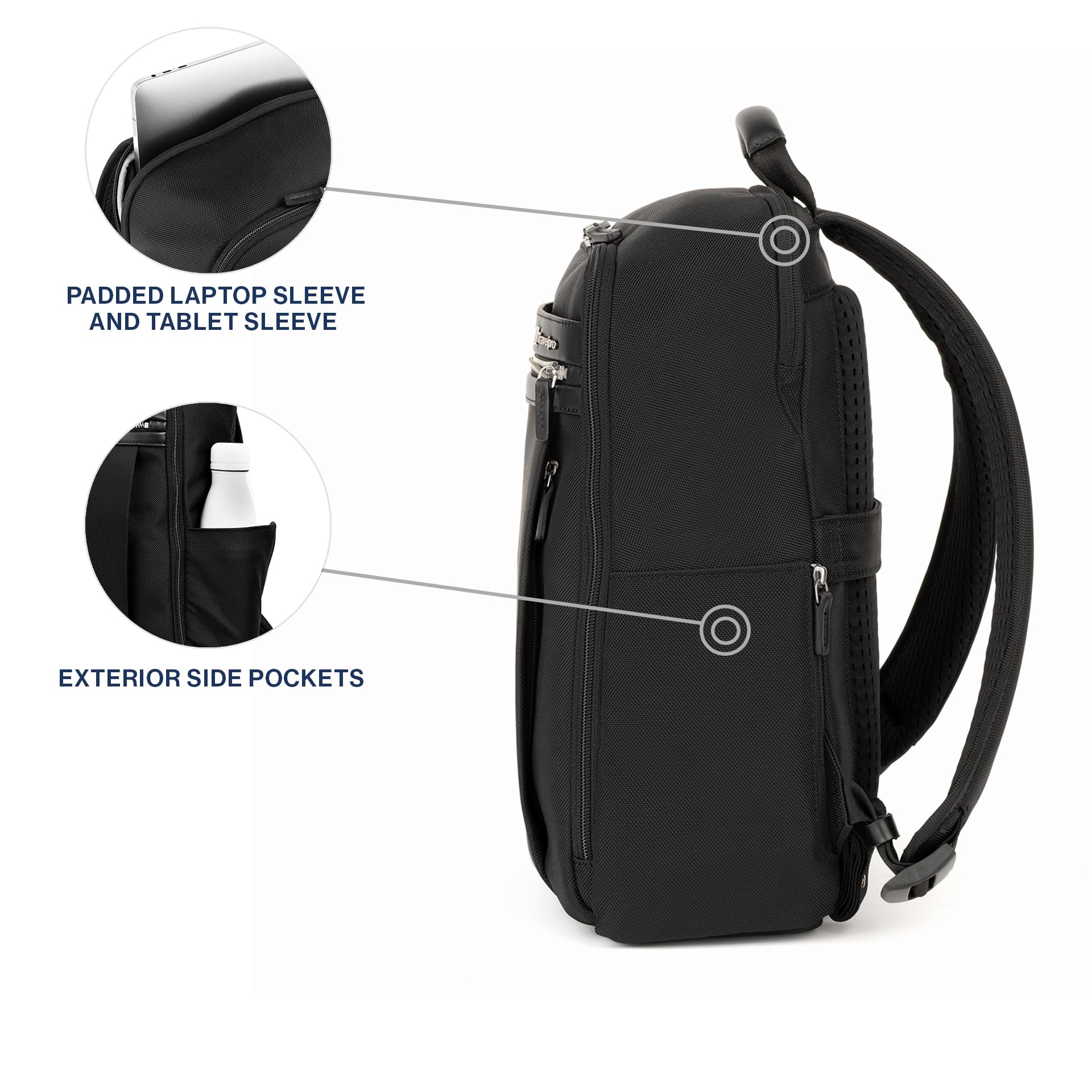 backpack exterior laptop Platinum Elite Slim Backpack Black