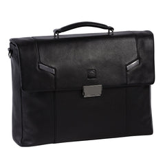 DELSEY Paris Haussmann Leather 14 Laptop Double Compartment Flapover Briefcase
