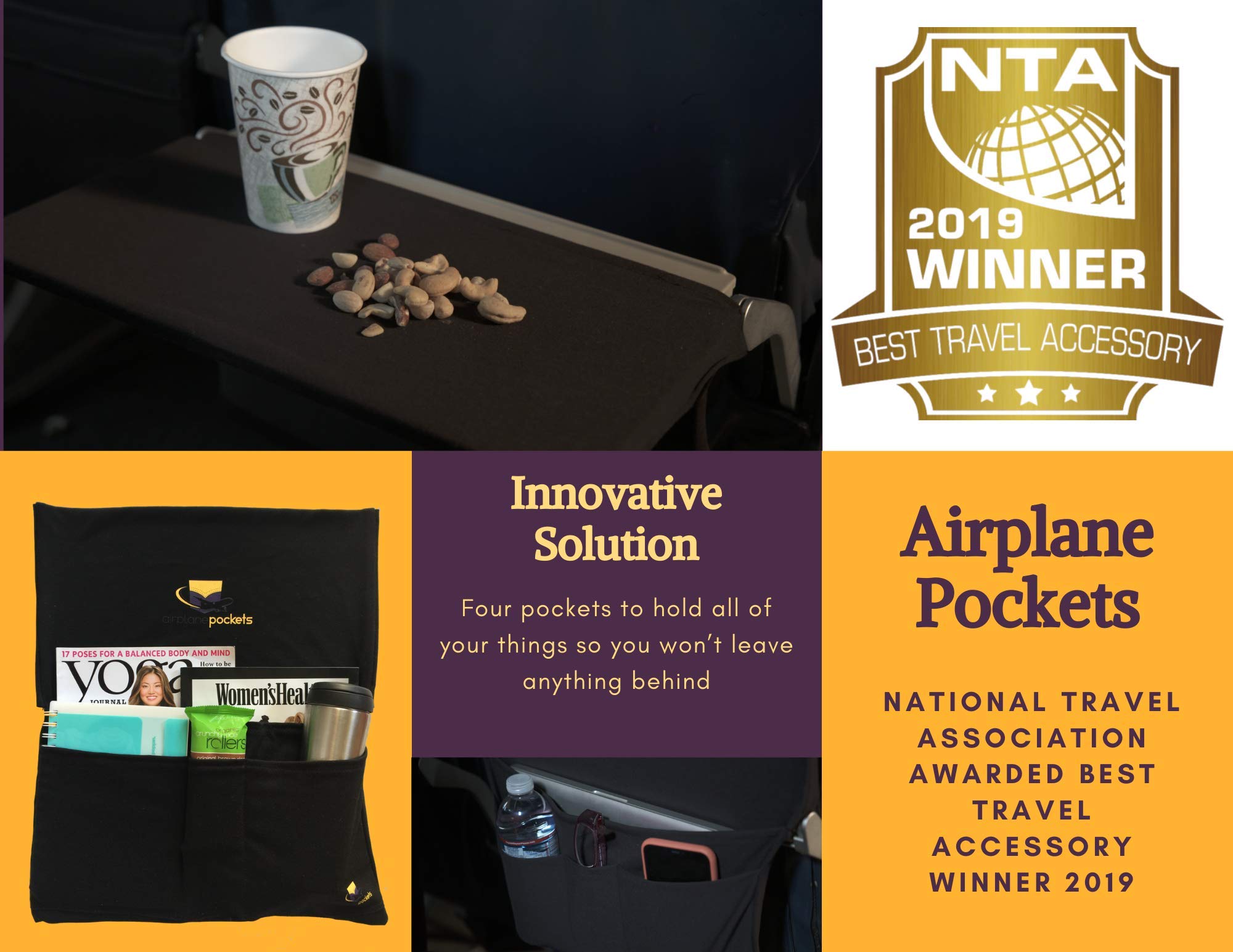 Airplane Pockets Tray Table Cover - Sanitary Cover with Pockets