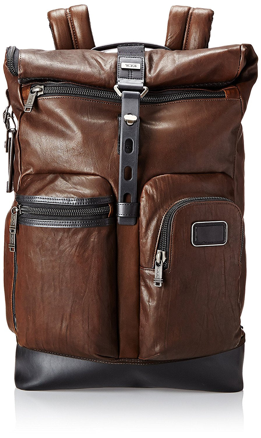 TUMI Bravo Leather Men's Luke Roll Top Backpack Dark – Luggage Online