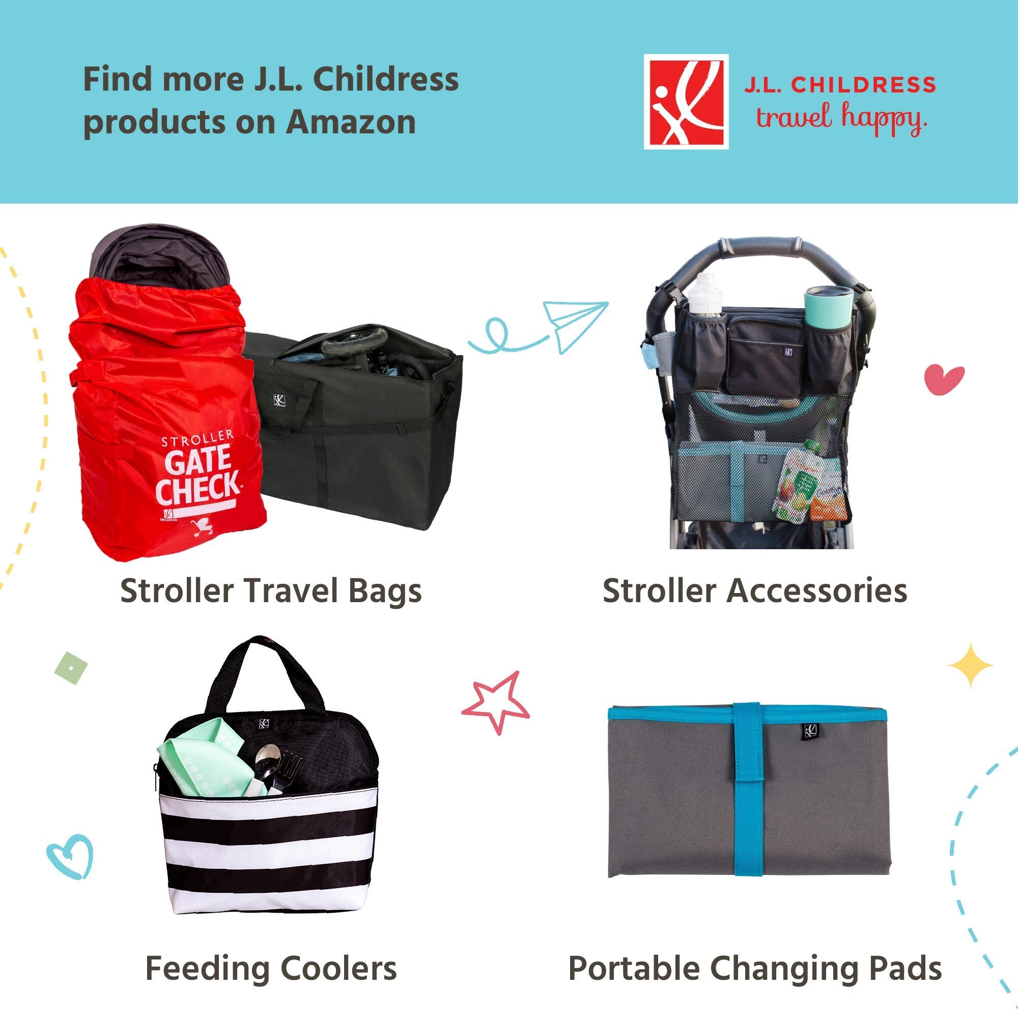 stroller travel bag gate check J.L. Childress Gate Check Bag for Single and Double Strollers (Black)