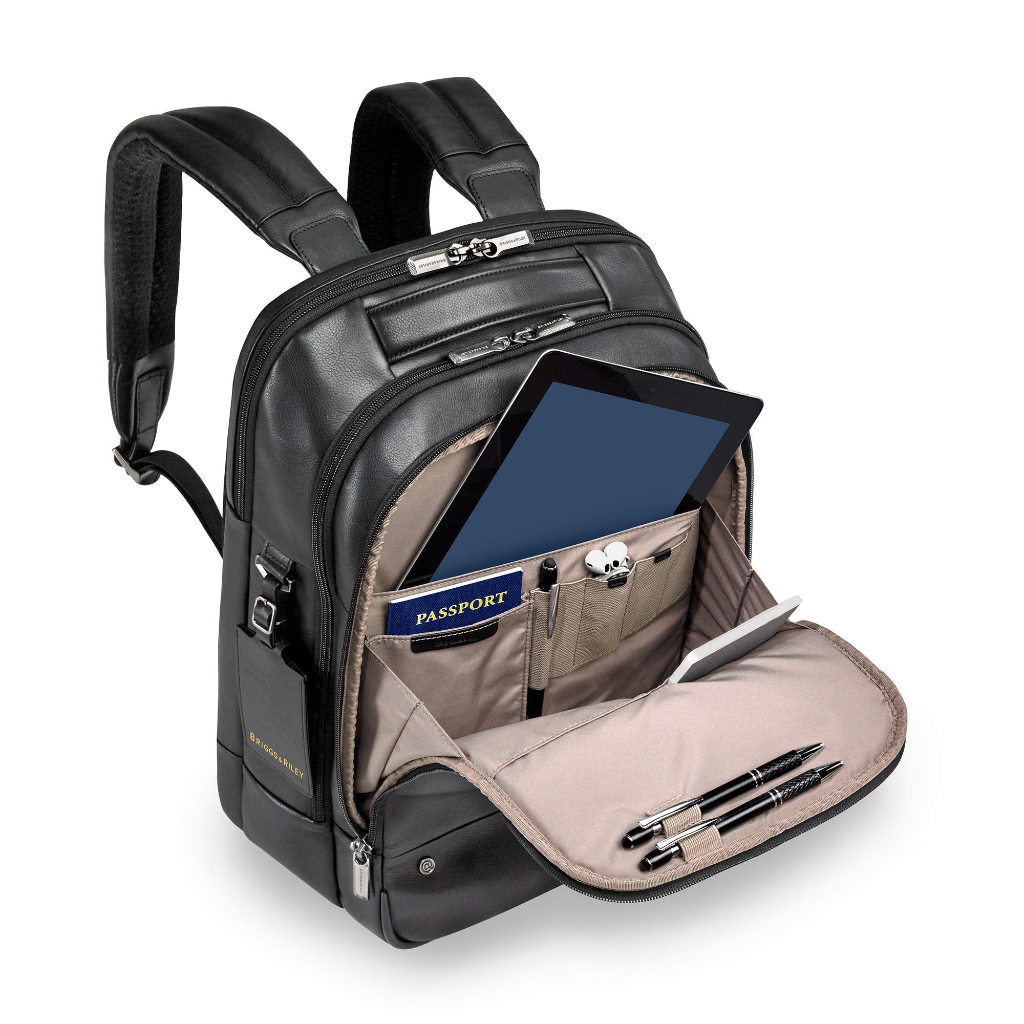 briggs and riley leather backpack Briggs & Riley @work Leather Medium Backpack – Luggage Online