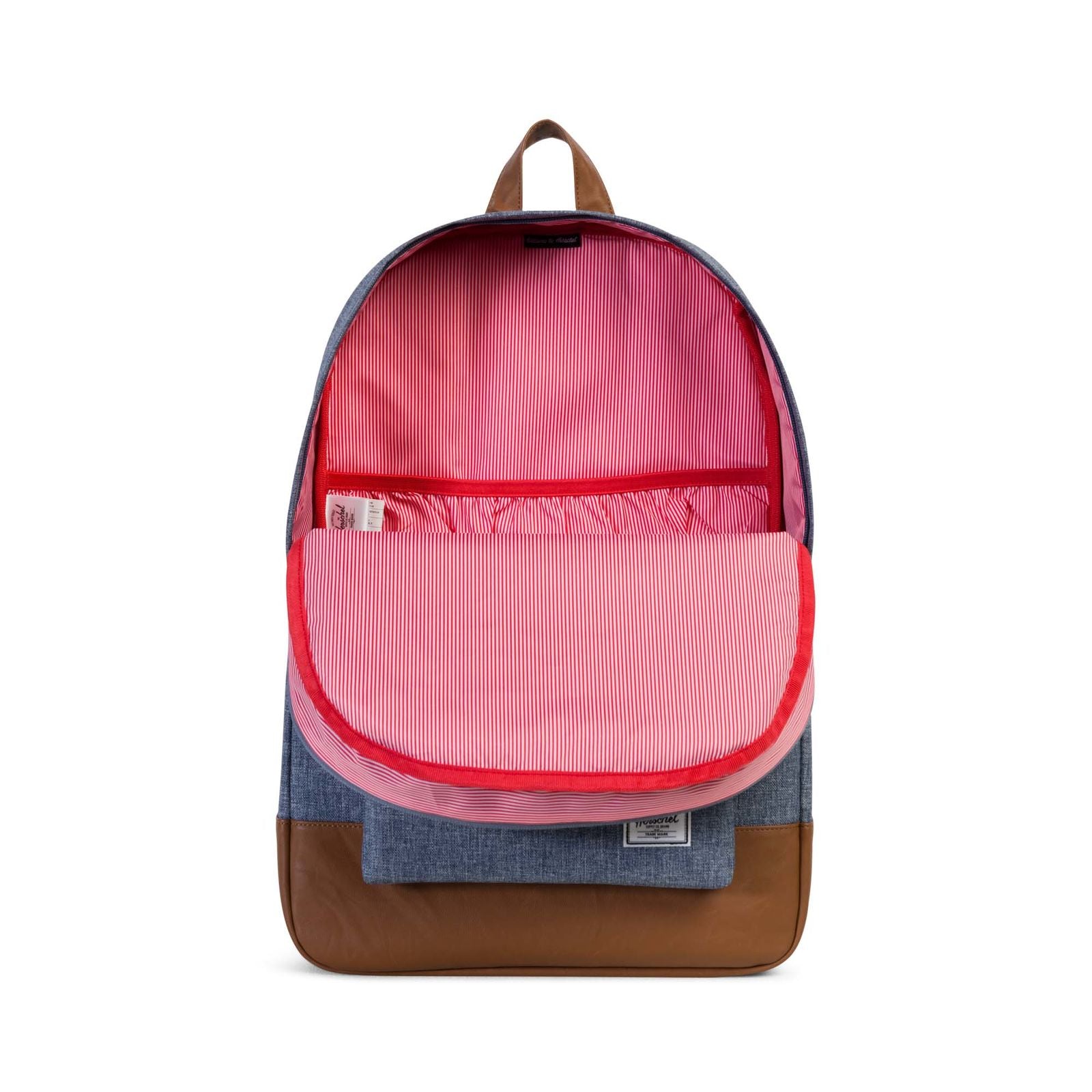 Dark Chambray Crosshatch/Tan Synthetic Leather