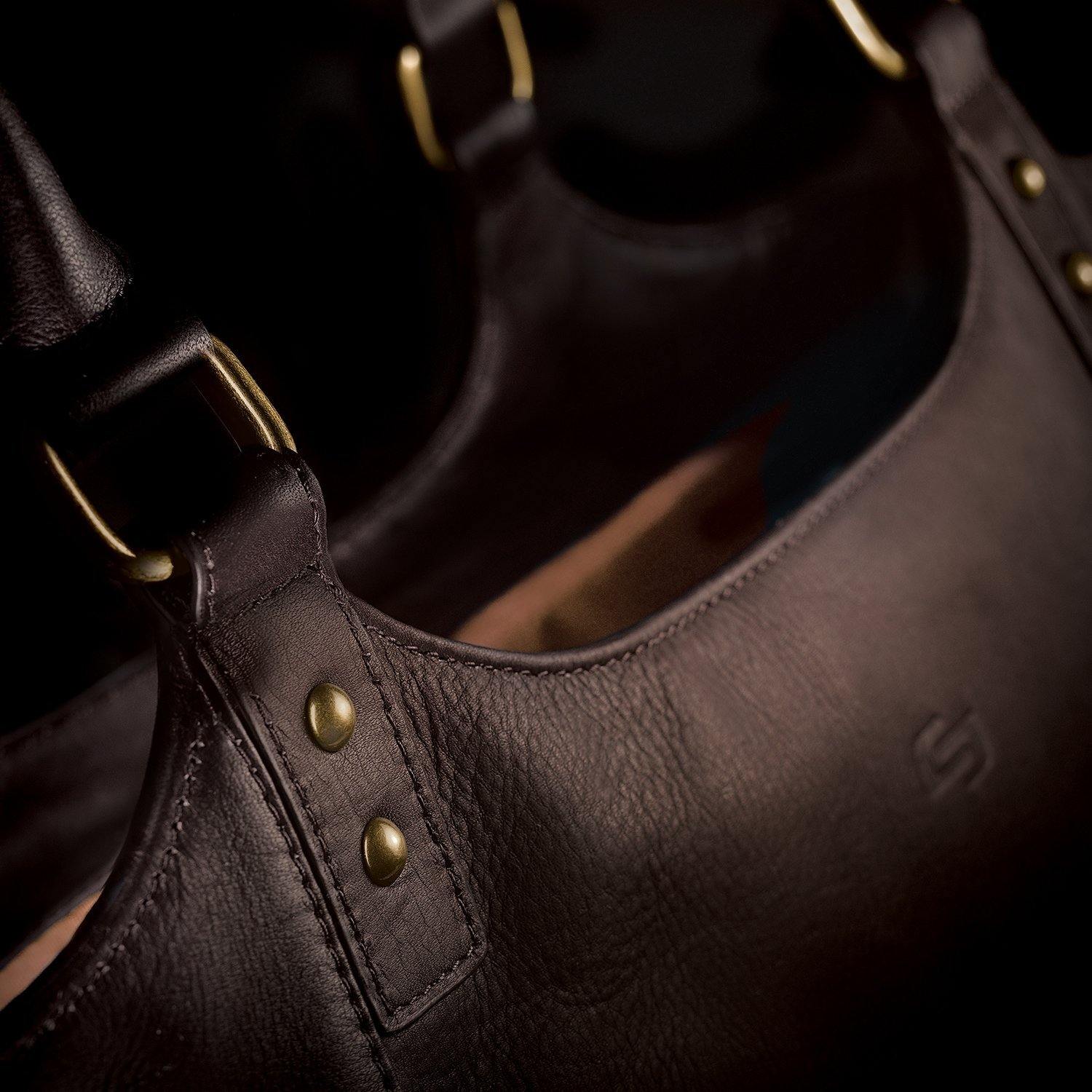 Solo Chambers 16" Premium Leather Laptop Bucket Tote - Thumbnail 5