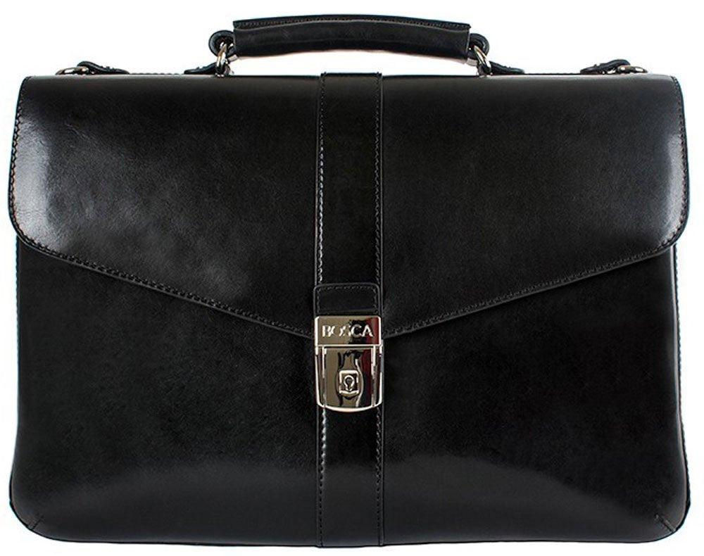 Bosca Old Leather Single Gusset Flapover Brief Luggage Online