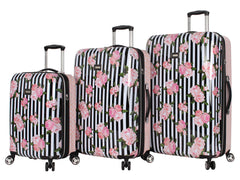 Betsey Johnson Stripe Roses 3Pc Hardside Expandable Spinner Set (20/26/30)