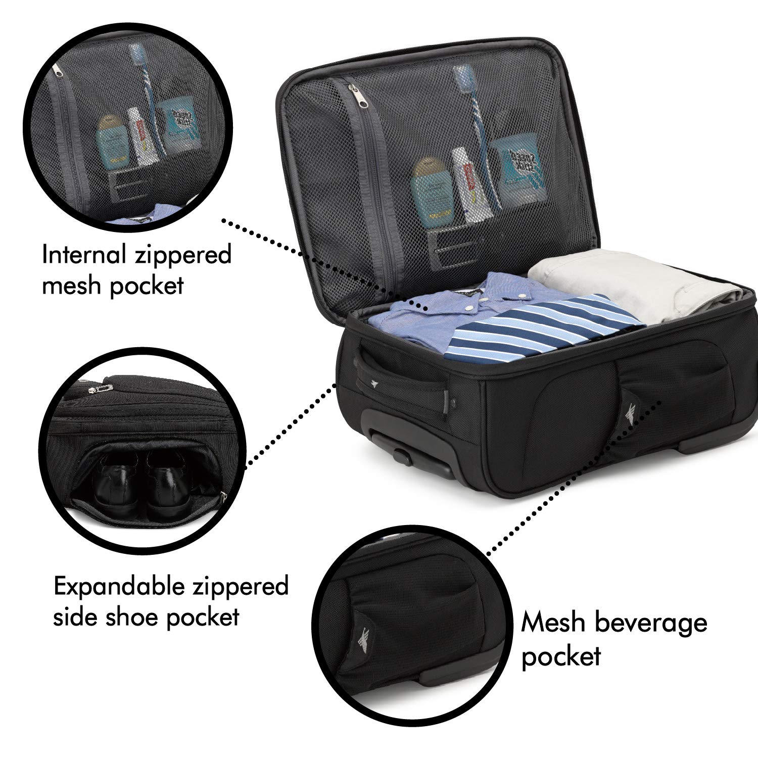 high sierra wheeled underseat suitcase carry-on travel tote bag black High Sierra Endeavor Wheeled Underseat Carry-On