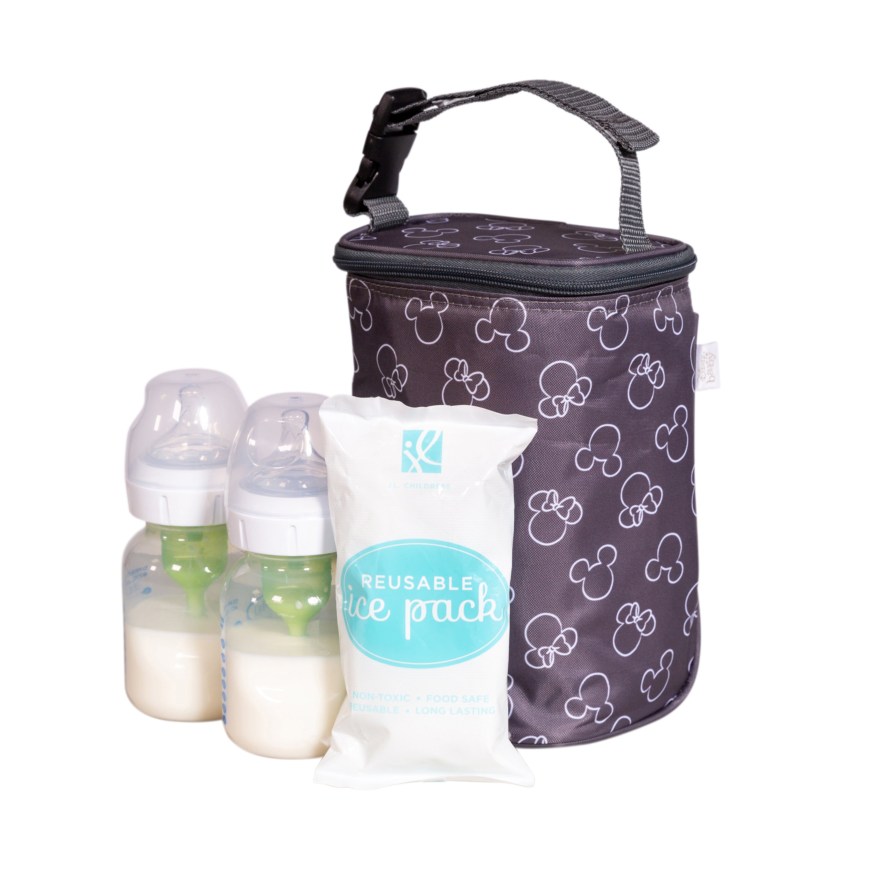 J L Childress Disney Baby TwoCOOL Double Bottle Cooler, Mickey Minnie - Ivory