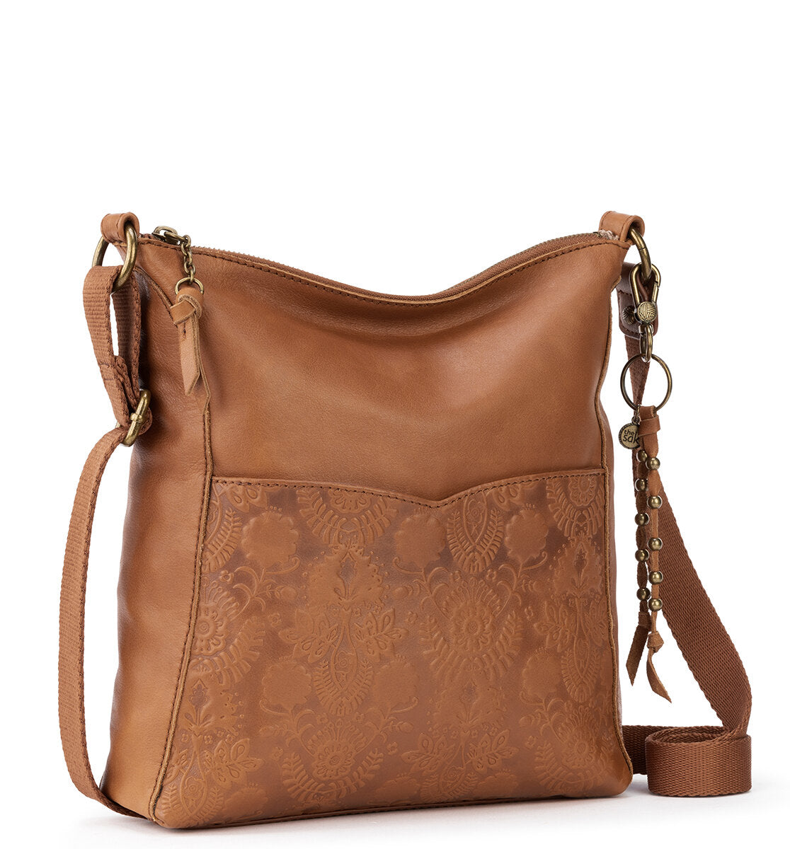 The Sak Tooled Leather Shoulder Bag Purse Brown Floral VGUC | eBay