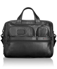 TUMI Alpha Leather Business Men's Expandable Organizer Computer Brief